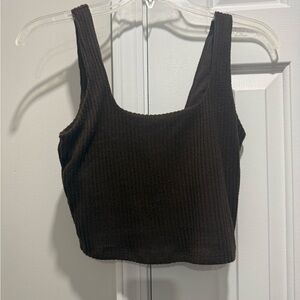 Abercrombie & Fitch Dark Brown Ribbed Crop Top